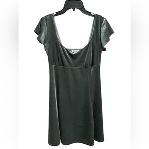 Rewind Dress Green Burnout Velour Velvet Empire Waist Mini Y2K Size L